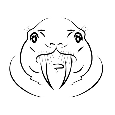Walrus Head Icon Isolated on White Background.のイラスト素材