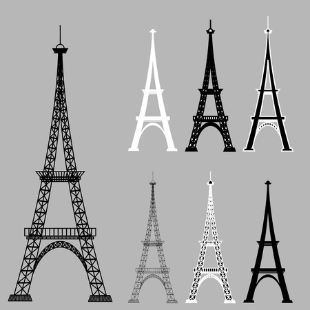 Eiffel Tower Silhouettes Isolared on Grey Background.のイラスト素材