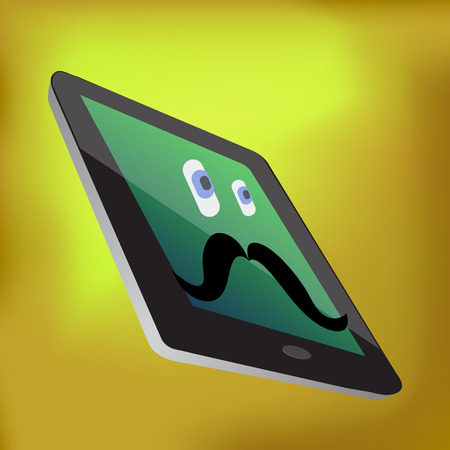Smart Phone with Mustaches on Abstract Brown Backgroundのイラスト素材