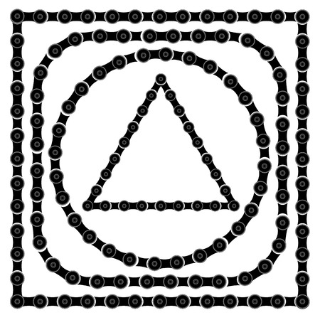 Set of Bike Chain Frames Isolated on White Backgroundのイラスト素材