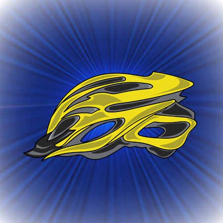Yellow Bike Helmet on Blue Wave Backgroundのイラスト素材