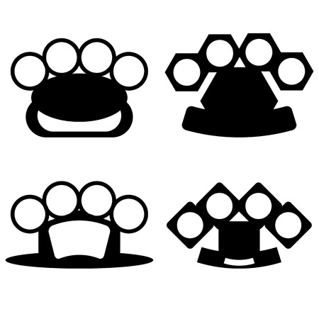 Brass Knuckle Silhouettes Isolated on White Backgroundのイラスト素材