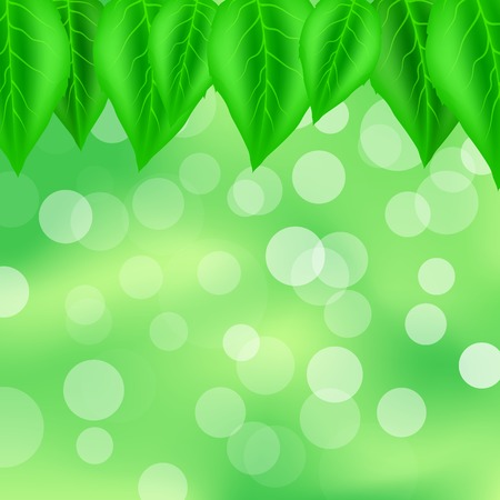 Spring Green Leaves Pattern. Green Blurred Background with Leavesのイラスト素材