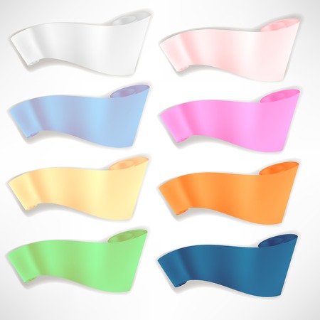 Set of Colorful Paper Scrolls Isolated on White Backgroundのイラスト素材