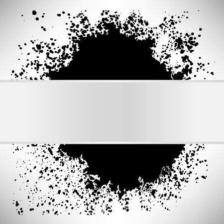 Black Ink Blot Isolated on Grey Background.のイラスト素材