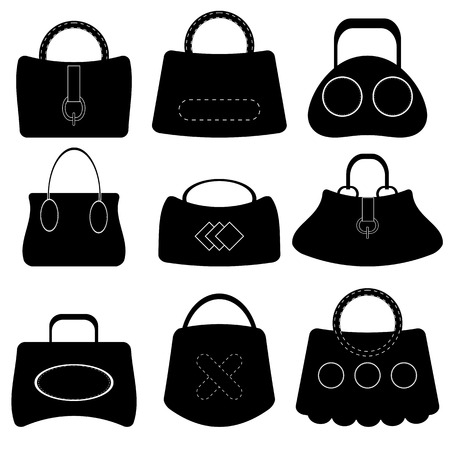 Set of Handbags Silhouettes Isolated on White Backgroundのイラスト素材