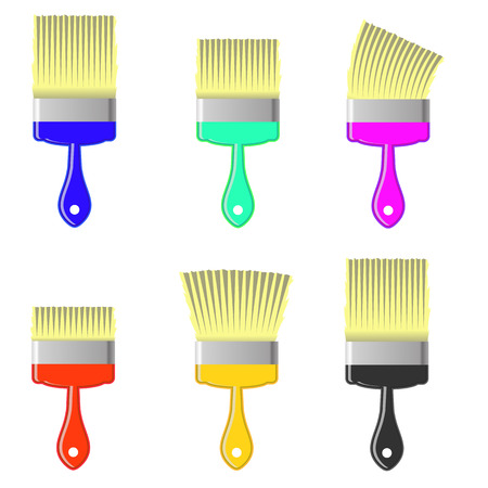Set of Colorful Paintbrushes Isolated on White Backgroundのイラスト素材