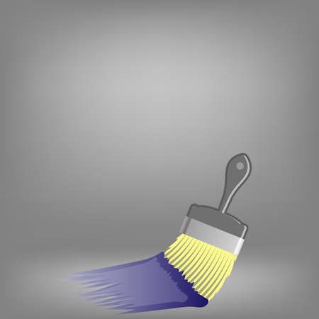 Paint Brush and Blue Paint on Grey Backgroundのイラスト素材