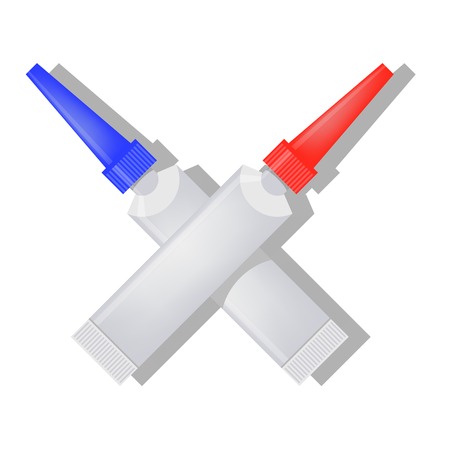 Two Metalic Tubes of Glue  Isolated on White Background.のイラスト素材
