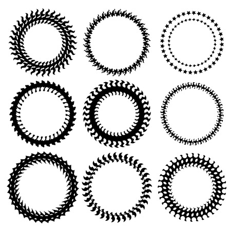 Set of Circle Decorative Frames Isolated on White Background.のイラスト素材