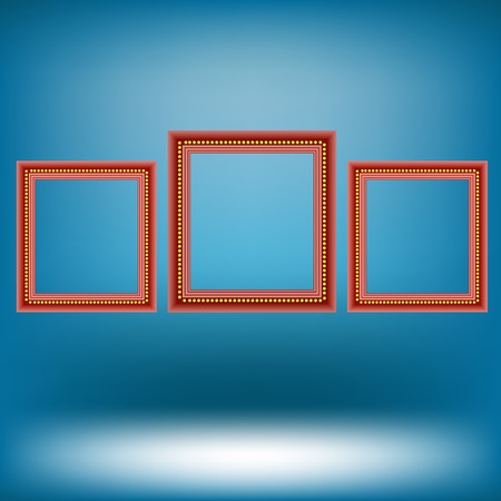 Set of Red Frames Isolated on Blue Light Backgroundのイラスト素材