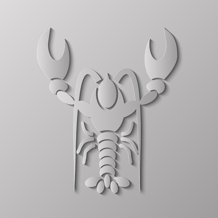 Grey Stylized Lobster Isolated on Grey Backgroundのイラスト素材