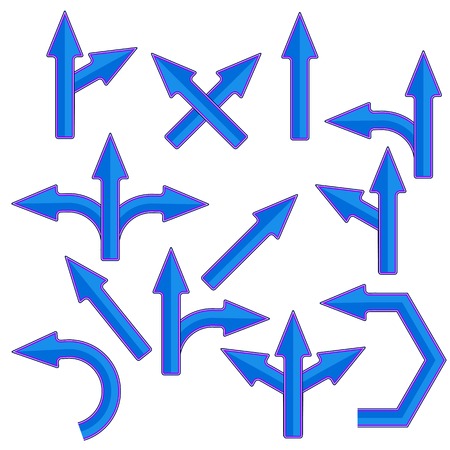 Set of Blue Arrows Isolated on White Background