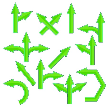 Set of Green Arrows Isolated on White Backgroundのイラスト素材