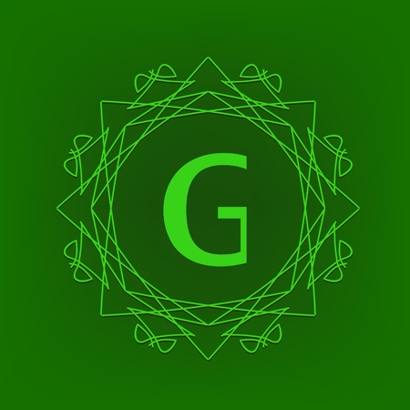 Simple  Monogram Design Template on Green Backgroundのイラスト素材