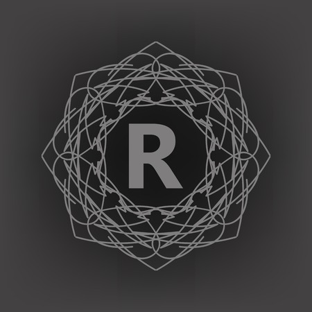 Simple  Monogram R Design Template on Grey Backgroundのイラスト素材