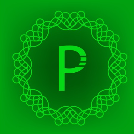 Simple  Monogram P Design Template on Green Backgroundのイラスト素材