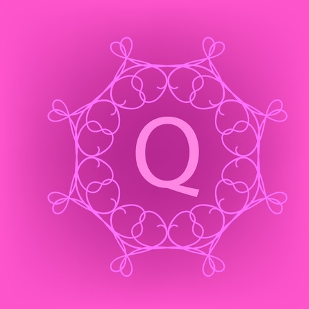 Simple  Monogram Q Design Template on Pink  Backgroundのイラスト素材