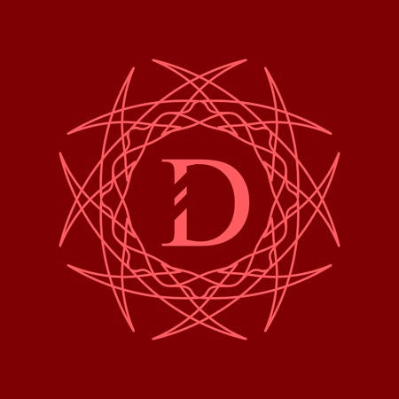 Simple  Monogram D Design Template on Red  Backgroundのイラスト素材