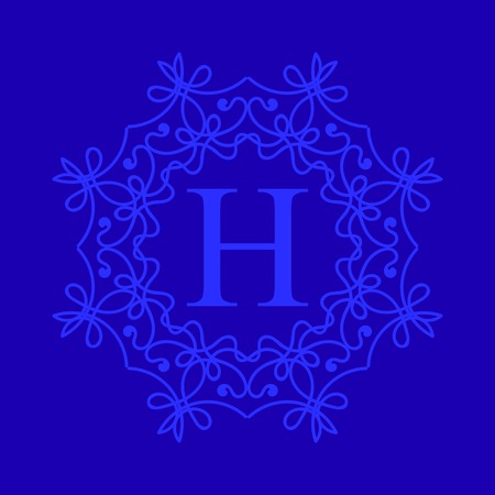 Simple  Monogram H Design Template on Blue  Backgroundのイラスト素材