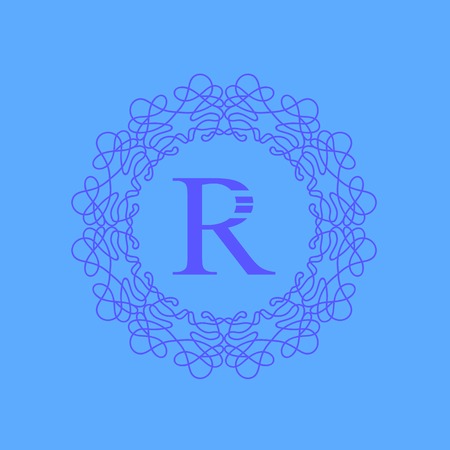 Simple  Monogram R Design Template on Blue  Backgroundのイラスト素材