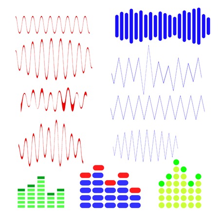 Set of Music Sound Wave Icons  Isolated on White Backgroundのイラスト素材