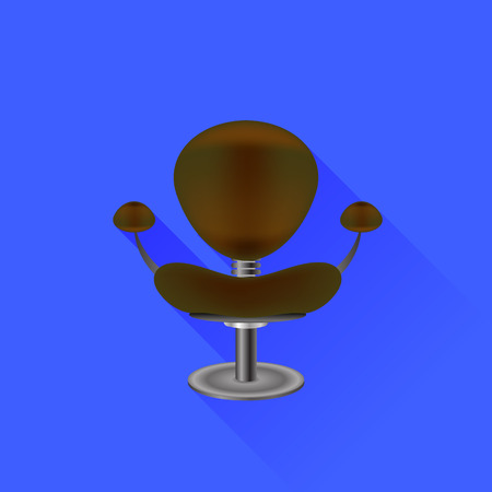 Brown Leather Chair Isolated on Blue Backgroundのイラスト素材