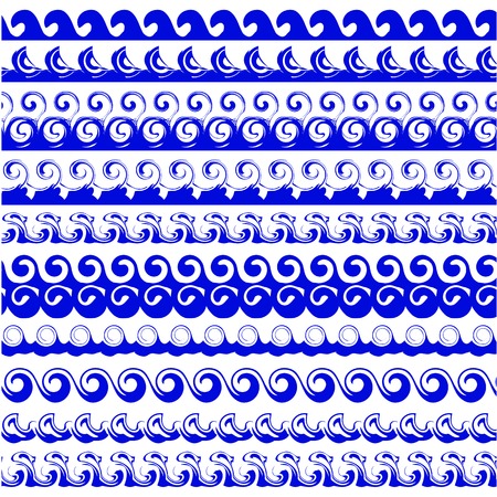 Sea Waves Set Isolated on White Backgroundのイラスト素材