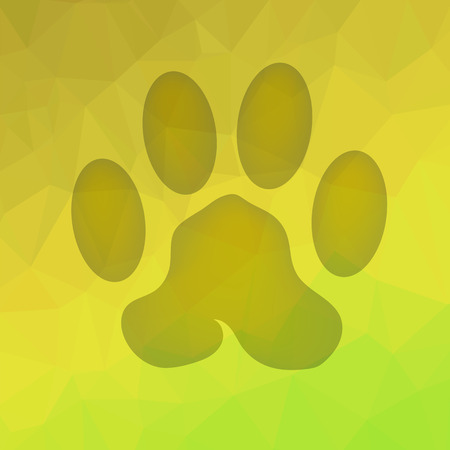 Animal Paw Print on Yellow Polygonal Backgroundのイラスト素材