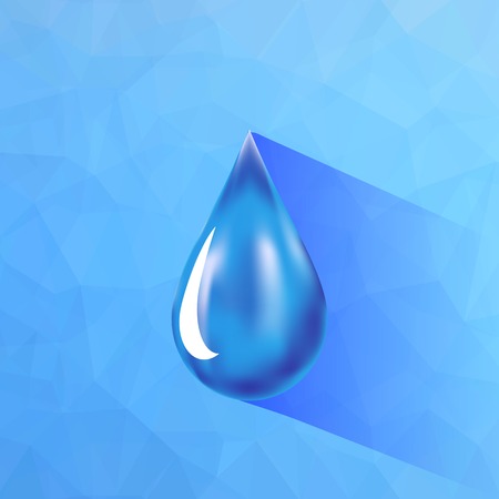 Water Drop Icon Isolated on Blue Polygonal Backgroundのイラスト素材