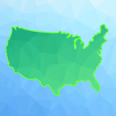America Green Map Isolated on Blue Backgroundのイラスト素材