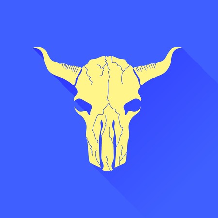 Skull of Bull Icon Isolated on Blue Backgroundのイラスト素材