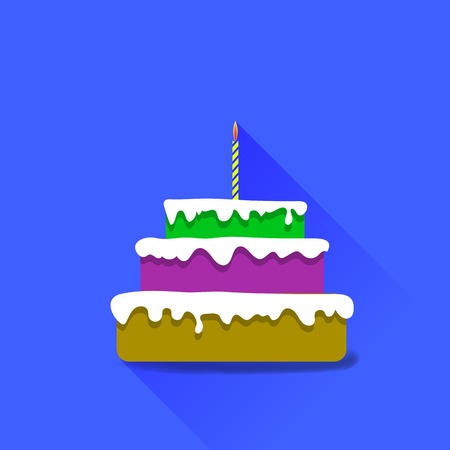 Sweet Birthday Cake Isolated on Blue Backgroundのイラスト素材