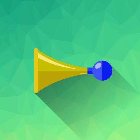 Horn Symbol Isolated on Green Polygonal Backgroundのイラスト素材