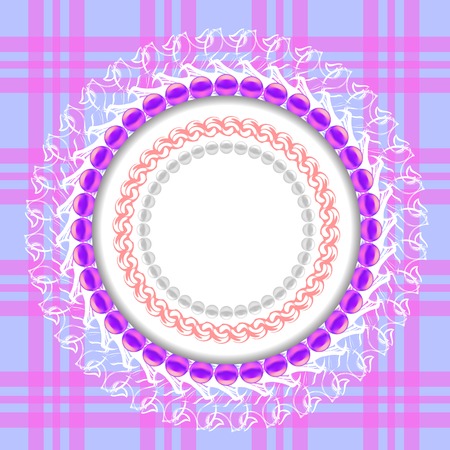 White Sweet Cake Icon on Tablecloth. Top View.のイラスト素材