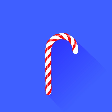 Candy Cane Icon Isolated on Blue Backgroundのイラスト素材