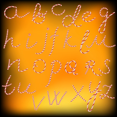 Sweet Candy Alphabet on Orange Soft Backgroundのイラスト素材