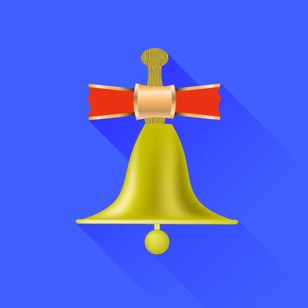 School Bell Icon Isolated on Blue Backgroundのイラスト素材