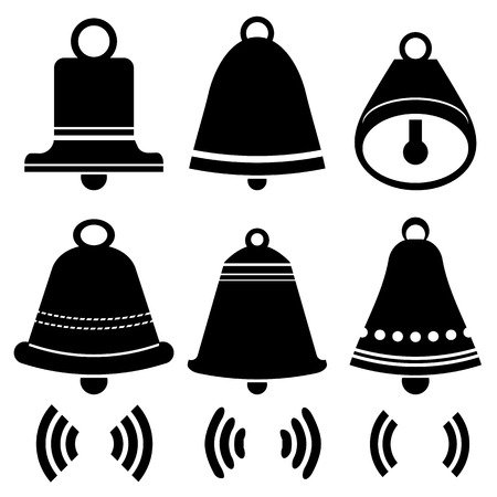 Bell Silhouettes  Icons Isolated on White Backgroundのイラスト素材