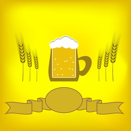 Beer Icon Isolated on Yellow  Background. Beer Labelのイラスト素材