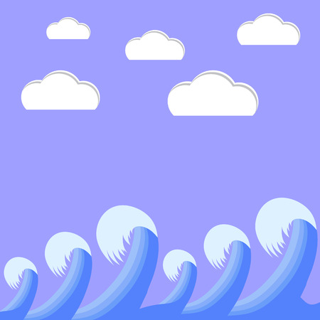 Sea Big Blue Waves Background. Ocean Water Patternのイラスト素材