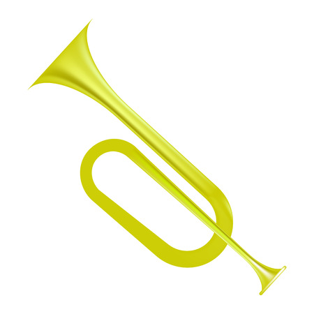 Yellow Horn Isolated on White Background. Wind Musical Instrumentのイラスト素材