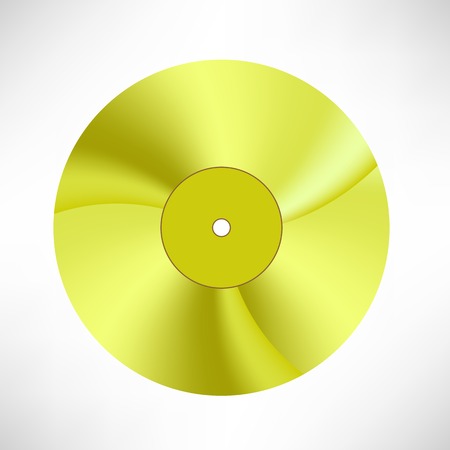 Gold Disc Isolated on White Background. Musical Record. Yellow Vinyl Iconのイラスト素材
