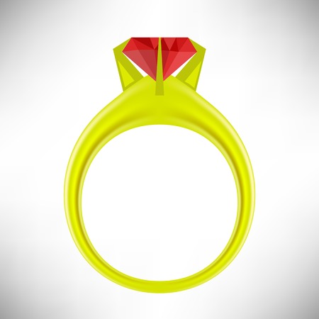 Gold Ring with Red Stone Isolated on White Backgroundのイラスト素材