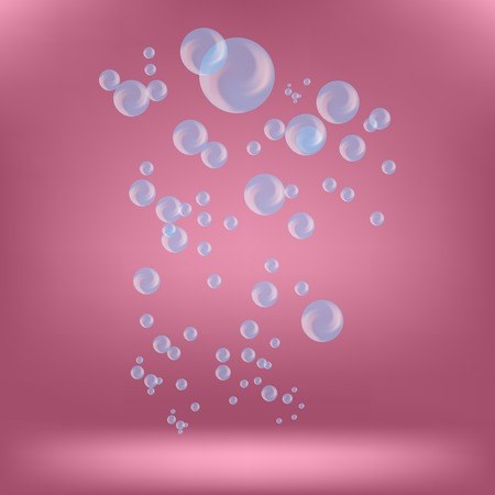 Blue Soap Bubbles Isolated on Pink Backgroundのイラスト素材