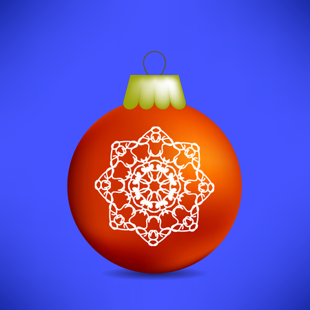 Christmas Red Ball Isolated on Blue Backgroundのイラスト素材