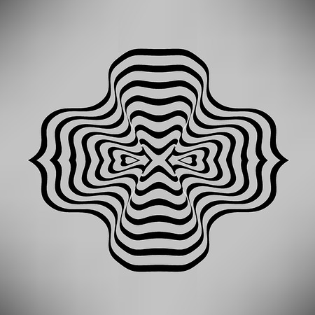 Wave Symbol Isolated on Grey Background. Black Line Ornamental Element on Grey Backgroundのイラスト素材