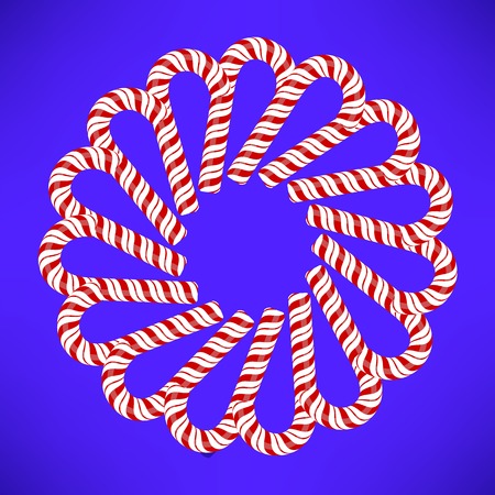 Striped Candy Ornament Isolated on Blue Backgroundのイラスト素材