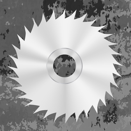 Silver Metal Saw Isolated on Grey Grunge Background. Circular Saw Disc Iconのイラスト素材