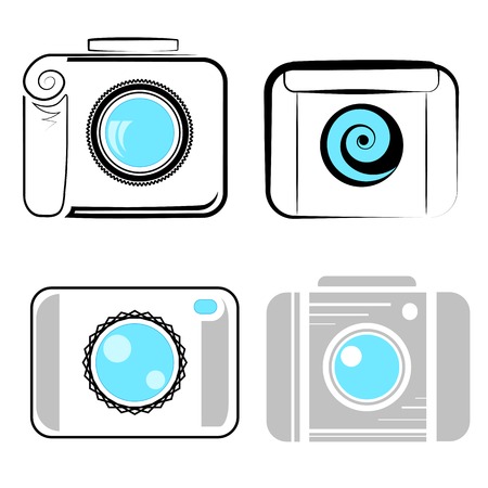Set of Digital Camera  Icons  Isolated on White Backgroundのイラスト素材